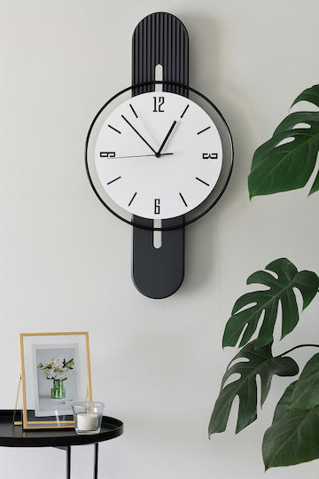 SteweHome Analoge Hölzernes Schwarze Wanduhr 75x40cm SteweHome Analoge Hölzernes Schwarze Wanduhr 75x40cm