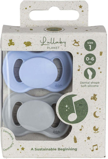 Lullaby Planet Silicone Pacifiers Grey for 0-6 Months 2 Pieces