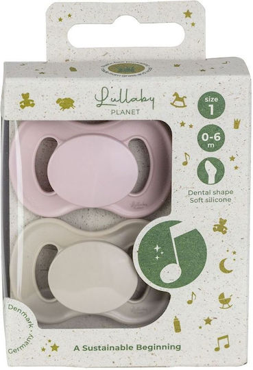Lullaby Planet Silicone Pacifiers Grey for 0-6 Months 2 Pieces