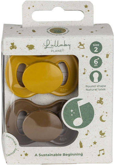 Lullaby Planet Pacifiers Rubber Yellow for 6+ Months 2 Pieces