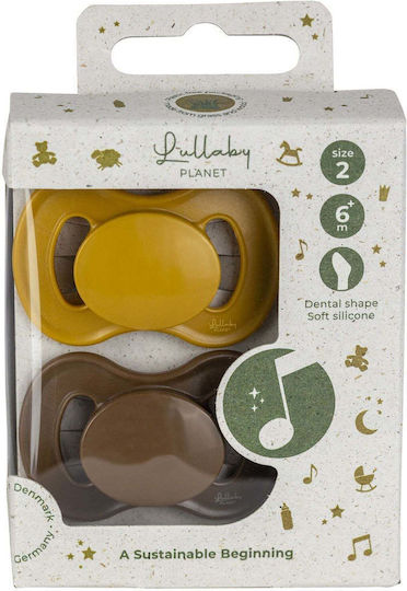 Lullaby Planet Silicone Pacifiers Yellow for 6+ Months 2 Pieces