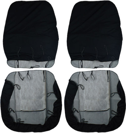 Front Seat Covers Fabric Prime Black-Red Pair 6 Pieces 11702 Universal 0012602