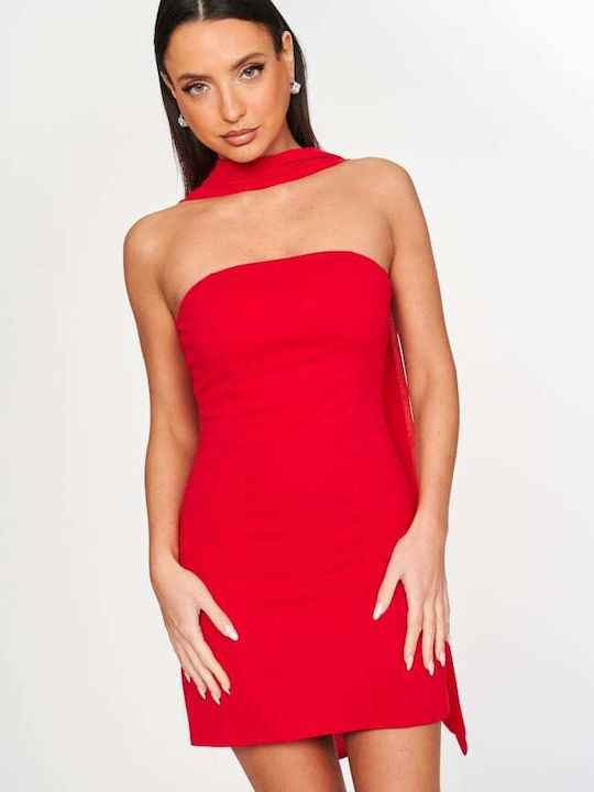 Summer Mini Evening Strapless Red Dress