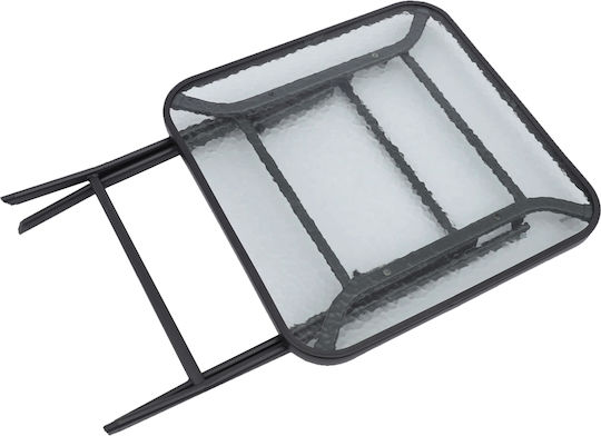 Table for Small Outdoor Spaces Foldable Metal with Glass Surface Gray 60x60x72cm