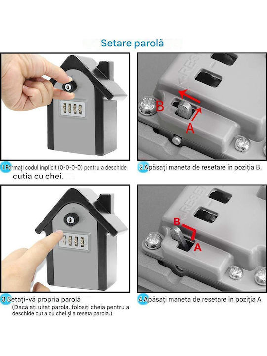 Combination Key Holder with Lock 15x13.5x5.5cm