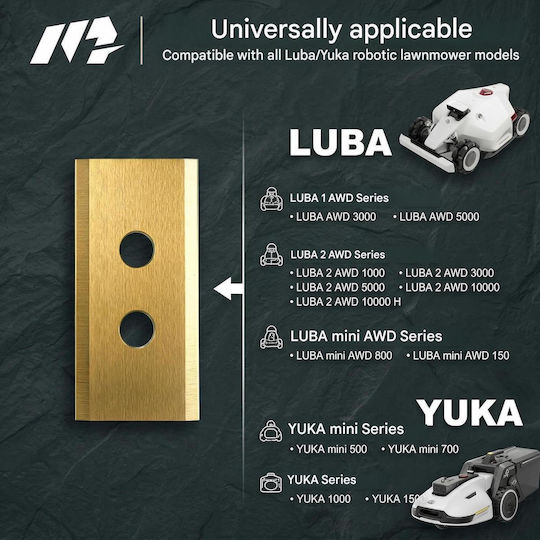 Set 16 Bucăți Lame De Înlocuire Hausprofi Mammotion Luba Yuka Pentru Roboți De Tuns Iarbă Ultra-Rezistente Din Titan Compatibile Cu Luba 1/2 Awd Luba Mini Yuka Mini Grosime 1 Mm Durată De Viață Extinsă Până La 60% 16 Șuruburi Cutie De Depozitare