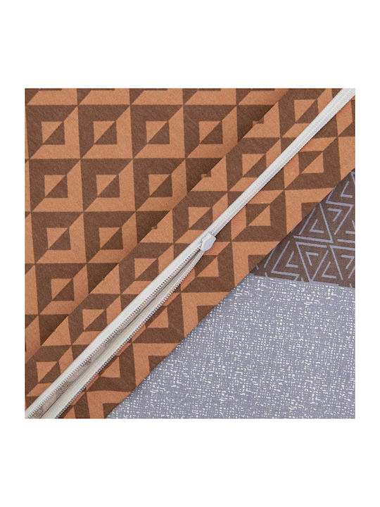 Darymex Darymex Bettbezug Set 160x200cm Einzel mit Kissenbezug Orange Braun Streifen