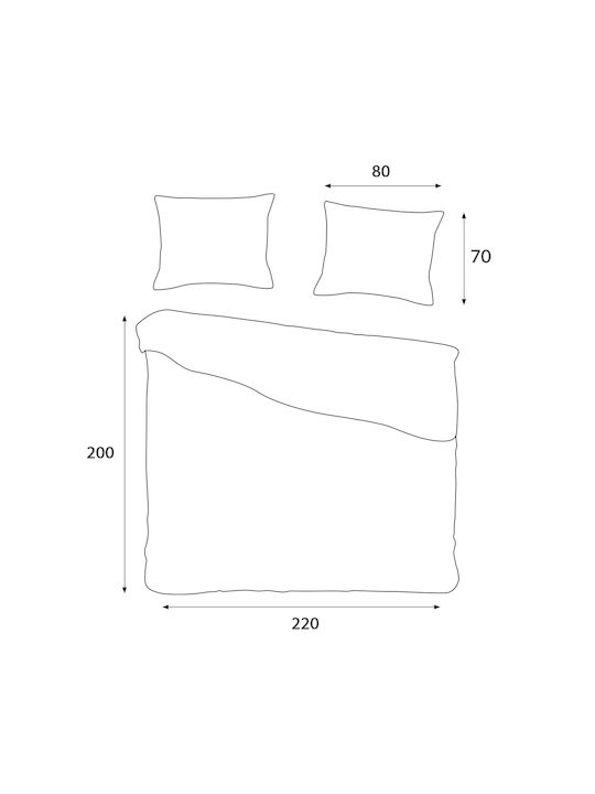 Darymex Cotton Duvet Cover Set 220x200cm Double With 2 Pillowcases Light Grey With Sheets