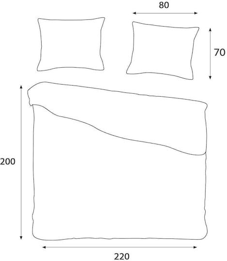 Darymex Set Huse Pentru Pilote 100% Bumbac 200x220cm Dublu Cu 2 Fețe De Pernă Albastre