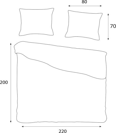 Darymex Cotton Satin Duvet Cover Set 220x200cm Double With 2 Pastel Pillowcases