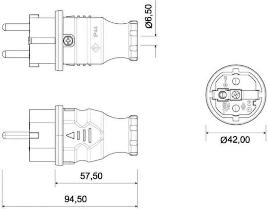 Mufă de Cauciuc Nova 230v 16a Ip44 Roșu