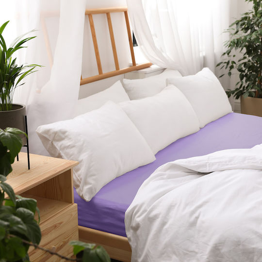 Darymex Cearceaf De Pat Dublu Cu Hugger Din Cauciuc 160x200cm Violet Deschis