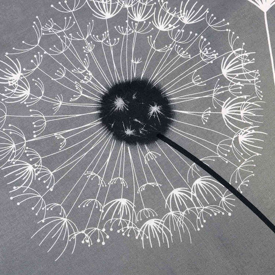 Darymex Dandelions Cotton Duvet Cover Set 220x200cm King Size with 2 Pillowcases Dark Grey