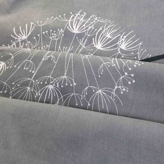Darymex Dandelions Cotton Duvet Cover Set 220x200cm King Size with 2 Pillowcases Dark Grey