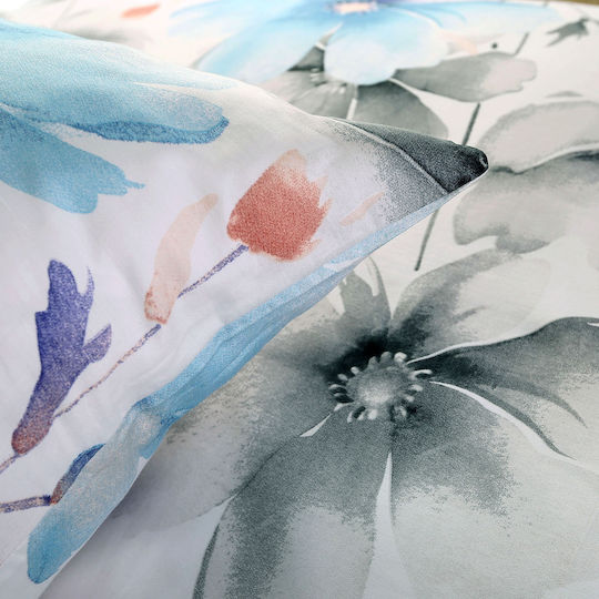 Darymex Bettbezüge Baumwolle 180x200cm Halbdoppel mit Kissenbezug Blau Grau