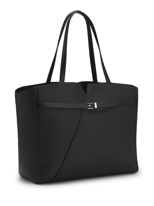 Revers Geantă Dama Din Piele Tote De Mână Neagră