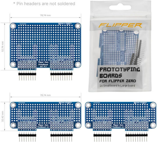 Set 3 Flipper Zero Prototyping Boards Fr4 Pcb Gpio Module Prototyping 100mil Pitch Unassembled Pin Header Connectors Compatible Logic Analyzer Oscilloscope Durable Material Diy Electronics Project Development