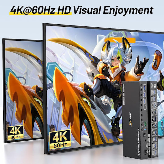 10 Stück Zu 1 Monitor 10 KVM & Datenumschalter mit HDMI / USB / USB 3.0 / Audio / USB 2.0