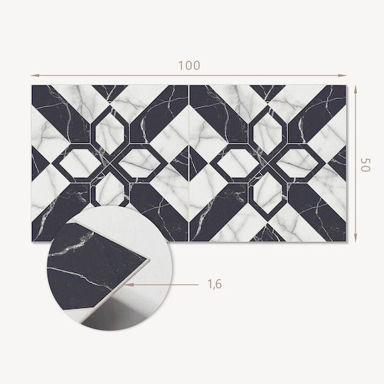 Vinyl Floor Sticker Kitchen Graphics 100x50 Geometric Marble Design