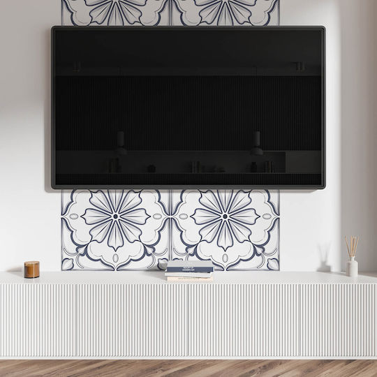 Αυτοκόλλητο Δάπεδο Βινυλίου Εκτύπωση 120x60 Cm Λουλουδάτο Σχέδιο Πλακάκι