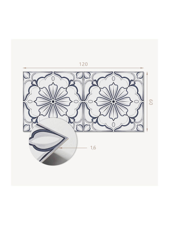 Wandsticker Boden Vinyldruck 120x60 cm Blumenmuster Fliesendesign