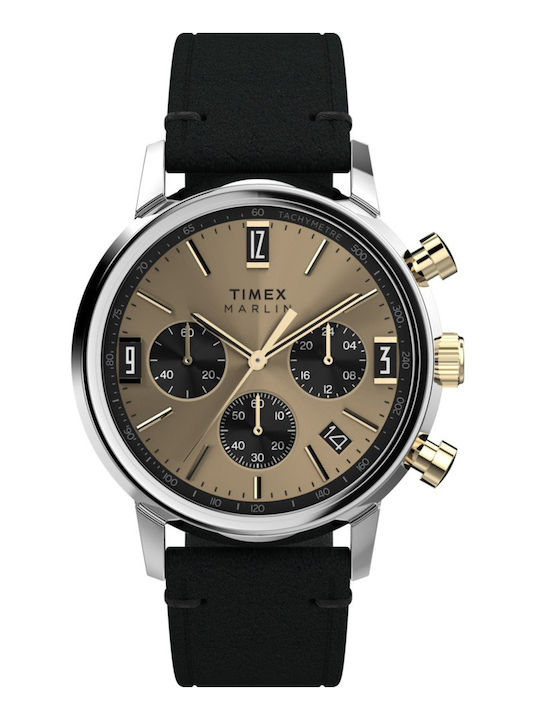 Timex Men's Watch 43mm Battery with Black Leather Strap Timex Men's Watch 43mm Battery with Black Leather Strap