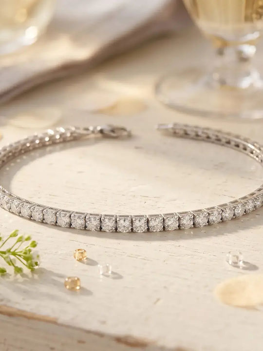 Women's Riviera Bracelet in White Gold 9K with Zircon