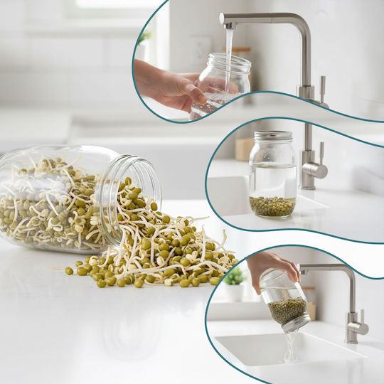 Relaxdays Set of 2 General Use Glass Jars with Lid and Stand
