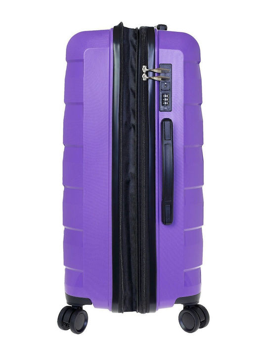 Seagull Hard Purple Travel Suitcases with 4 Wheels Set of 3 Pieces
