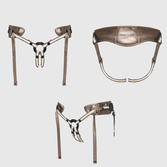 Strap On Velcro Closure Leatherette 2.0 Desirous Velcro Closure Strap On Harness Bronze