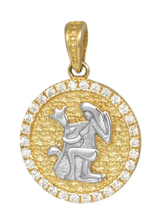 Charm Зодиакален знак Дева от Бяло злато 9К с Зиркон