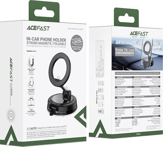 Acefast Car Holder D70 Magnetic Dashboard Suction Cup Secure Lock Universal Black