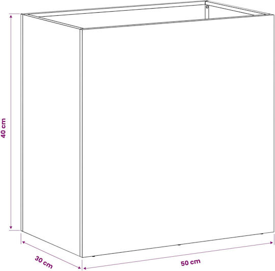 vidaXL Metallischer Silberner Blumentopf 50x30x40cm
