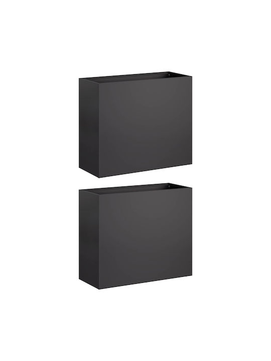 vidaXL Set of 2 Metallic Flower Pots Black 50x20x40cm