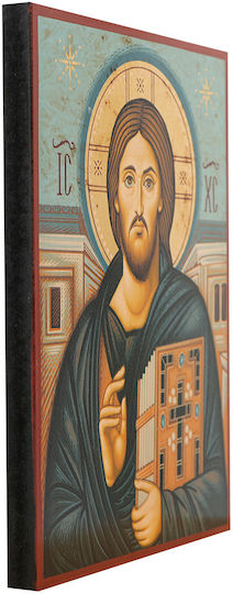 Christ of Sinai Aged Gold-Stamped Icon Wood 19 X 26 Cm 7.5 X 10.2 In