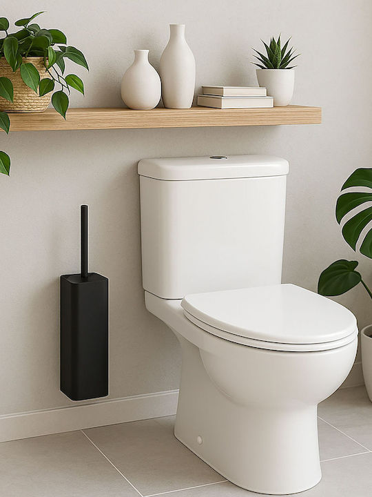 Relaxdays Ceramic Toilet Brush Black