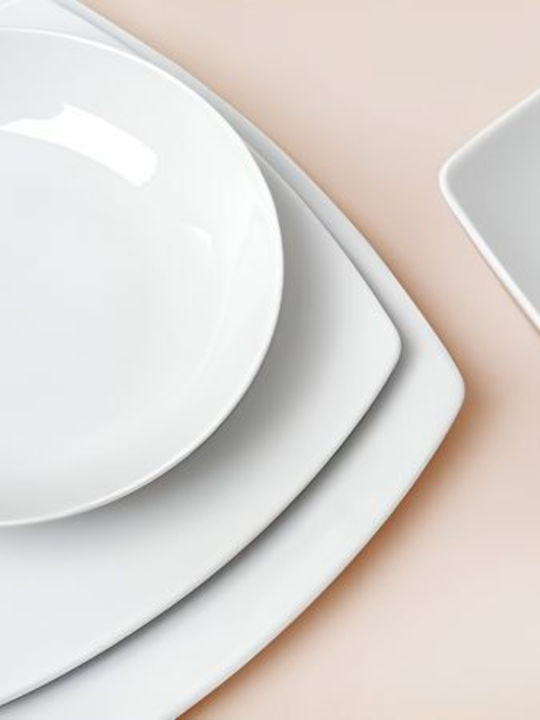 Porcelain Dinnerware Set 72 Pieces Square "Cancun White"