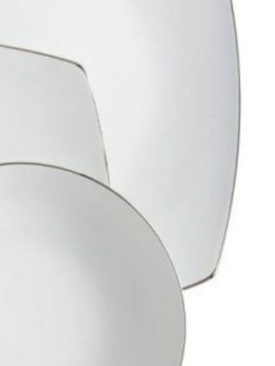 Porcelain Dinnerware Set 44 Pieces Square "Cancun Platinum"