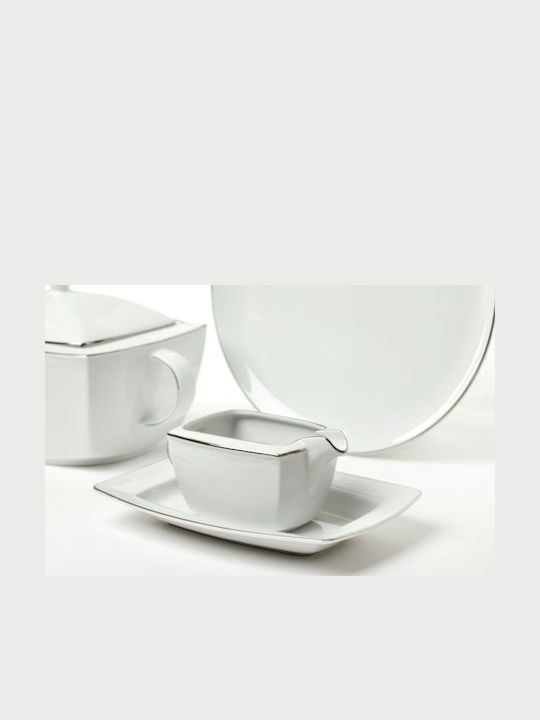 Porcelain Dinnerware Set 44 Pieces Square "Cancun Platinum"