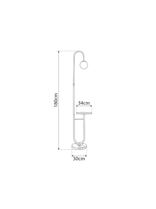 kelvo Floor Lamp H180xW30cm with E27 Bulb Base Black