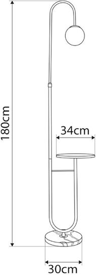 kelvo Lampadar de Podea Î180xL30cm cu Dulie pentru Bec E27 Negru