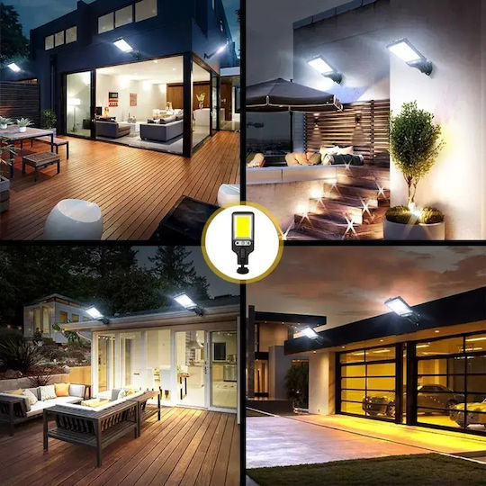 Led Set of 8 Wall Mounted Solar Lights Cold White 6500K with Motion Sensor, Photocell and Remote Control IP65