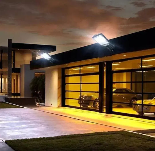 LED Set of 2 Wall Mounted Solar Lights Cold White 6500K with Motion Sensor, Photocell and Remote Control IP65