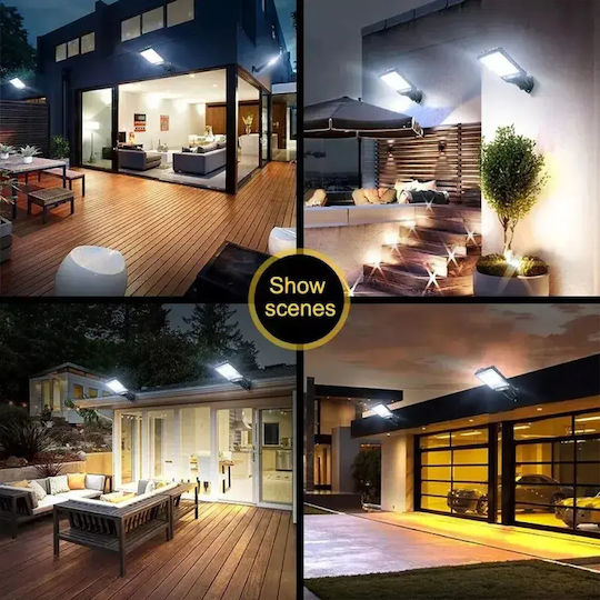 Led Set of 8 Wall Mounted Solar Lights Cold White 6500K with Motion Sensor, Photocell and Remote Control IP65