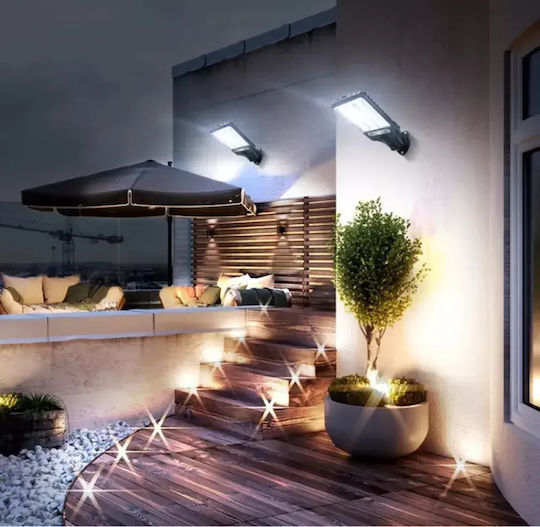 LED Set of 6 Wall Mounted Solar Lights Cold White 6500K with Motion Sensor, Photocell and Remote Control IP65