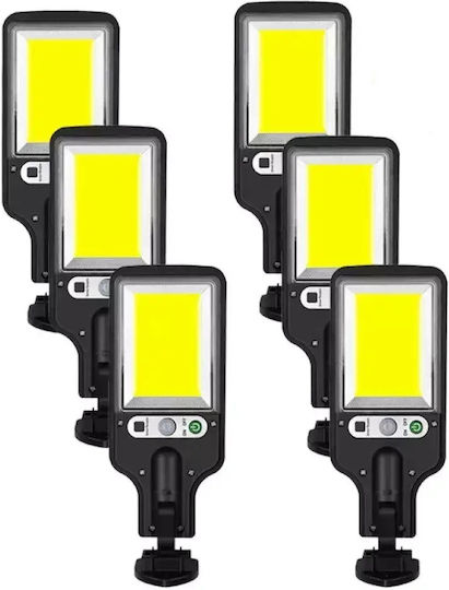LED Set of 6 Wall Mounted Solar Lights Cold White 6500K with Motion Sensor, Photocell and Remote Control IP65