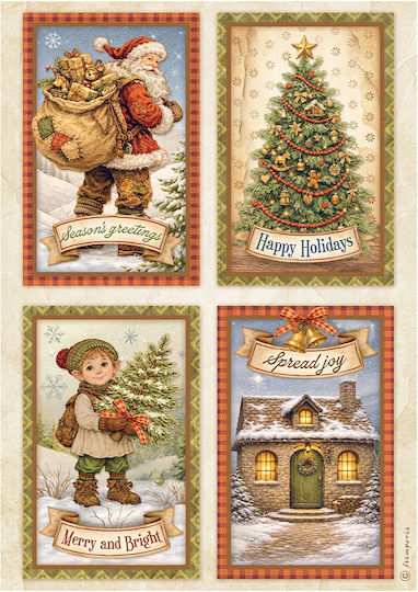 Set 6 Reispapier Decoupage Stamperia 21x29cm A4 Silent Night