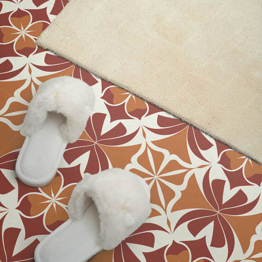 Symmetrical Floral Pattern Vinyl Floor Sticker 20x20x20 Cm