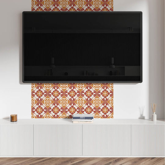 Symmetrical Floral Pattern Vinyl Floor Sticker 20x20x20 Cm