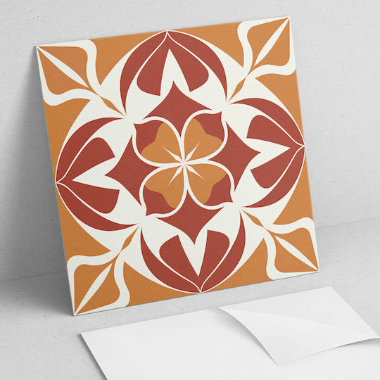 Symmetrical Floral Pattern Vinyl Floor Sticker 20x20x20 Cm